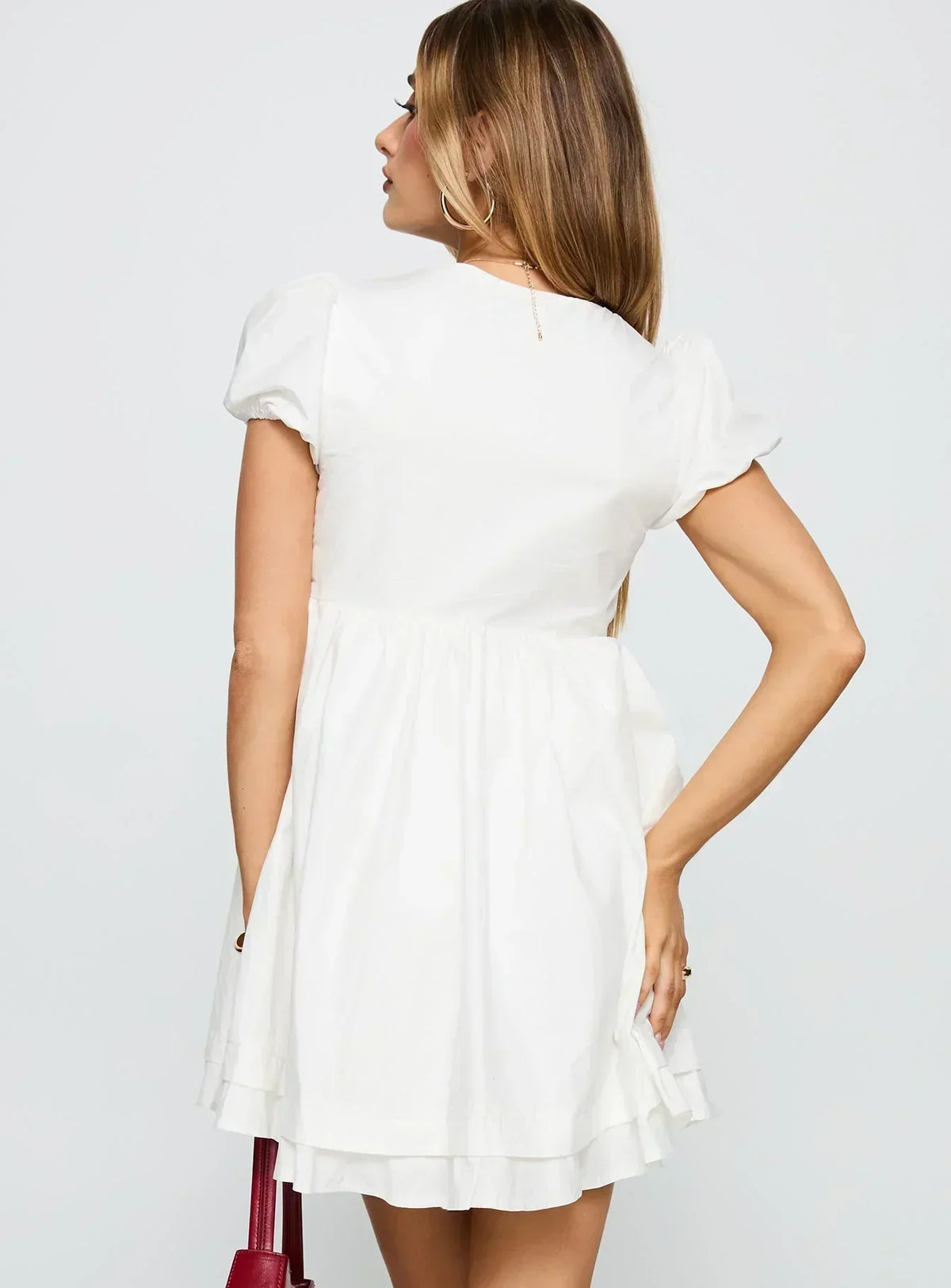 Sailoh Puff Sleeve Baby Doll Mini Dress White