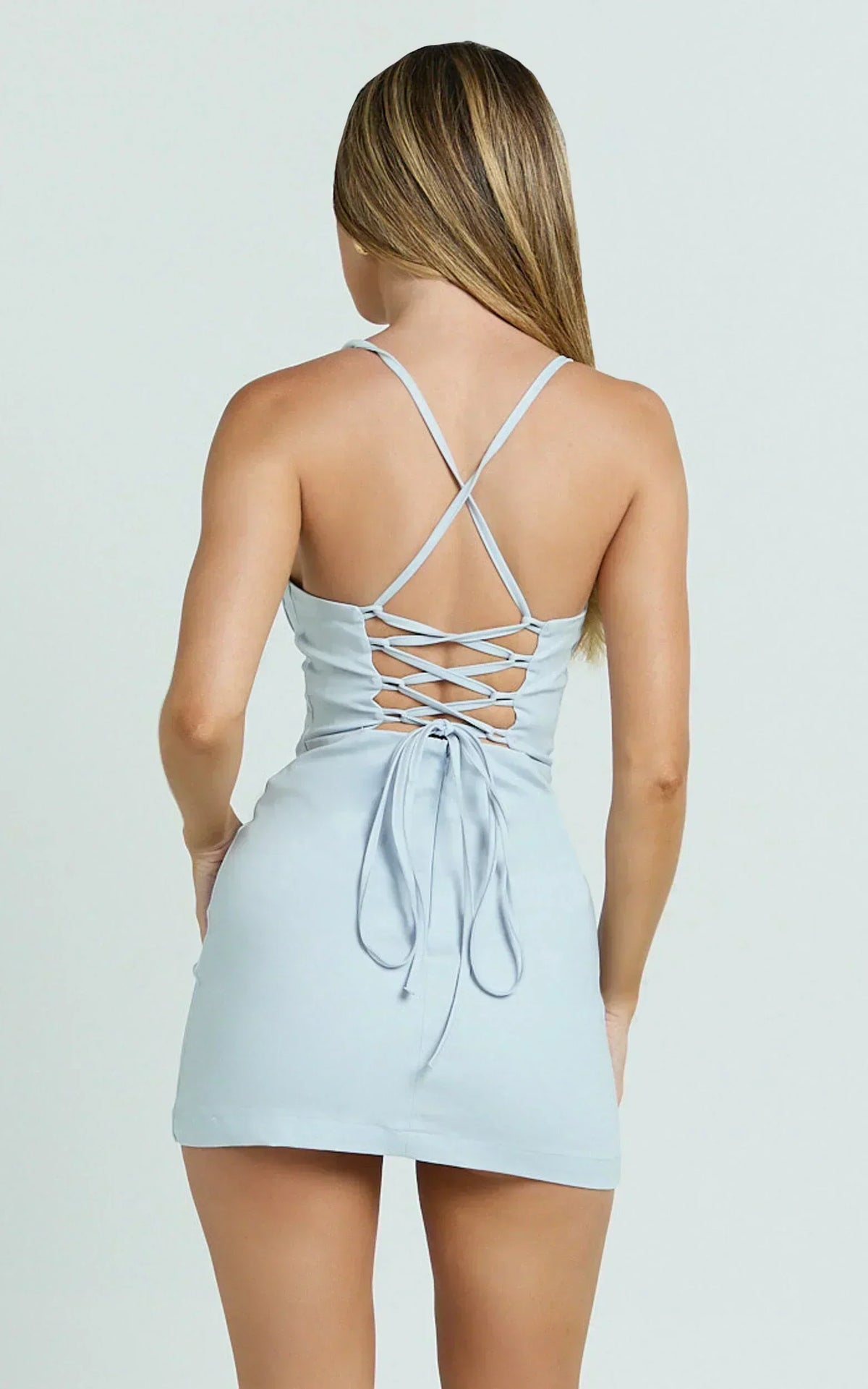 Melody Mini Dress - Sweetheart Bust Fitted Dress in Blue