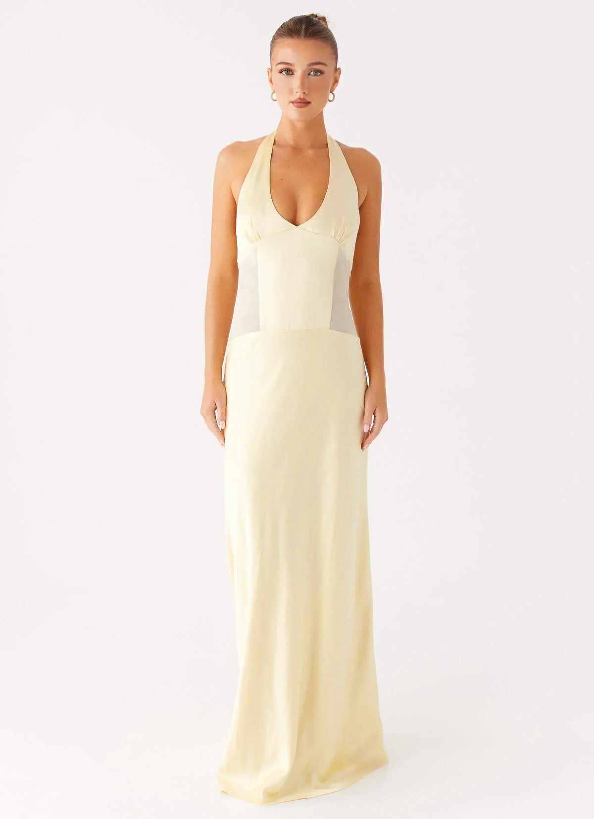 Ambre Mesh Panel Maxi Dress - Yellow