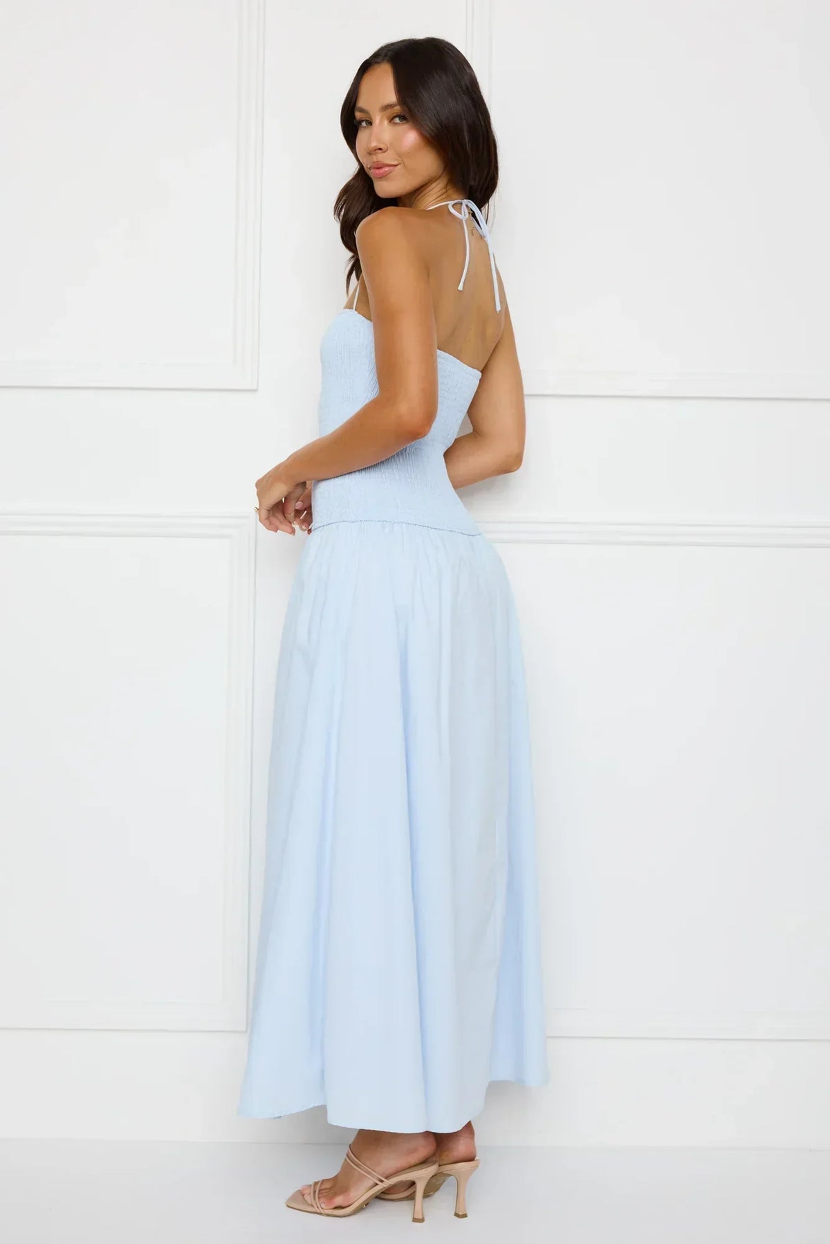 Unmatched Energy Halter Maxi Dress Blue