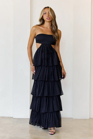 Luxe Mode Strapless Maxi Dress  Black