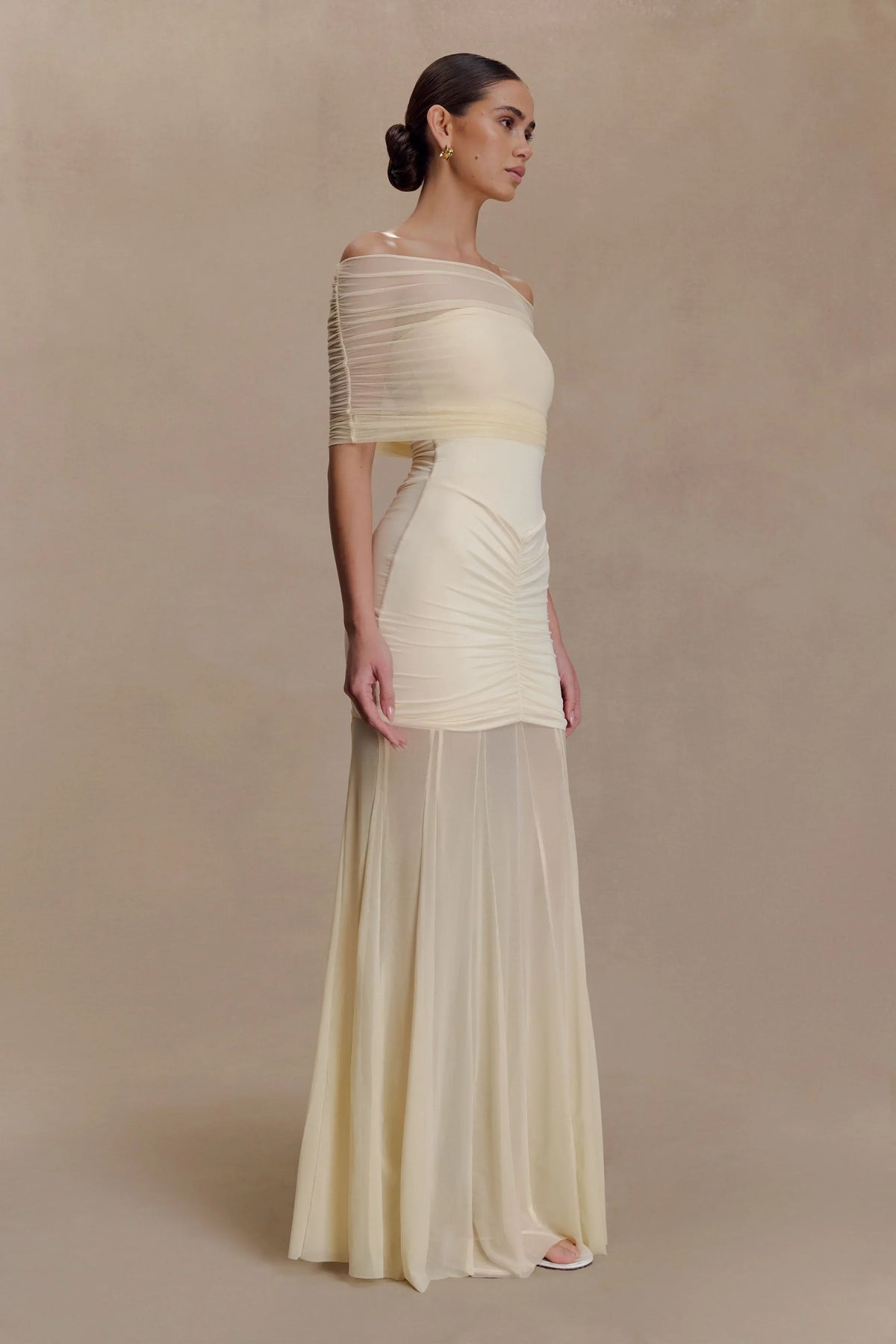 Caspian Off Shoulder Mesh Maxi Dress