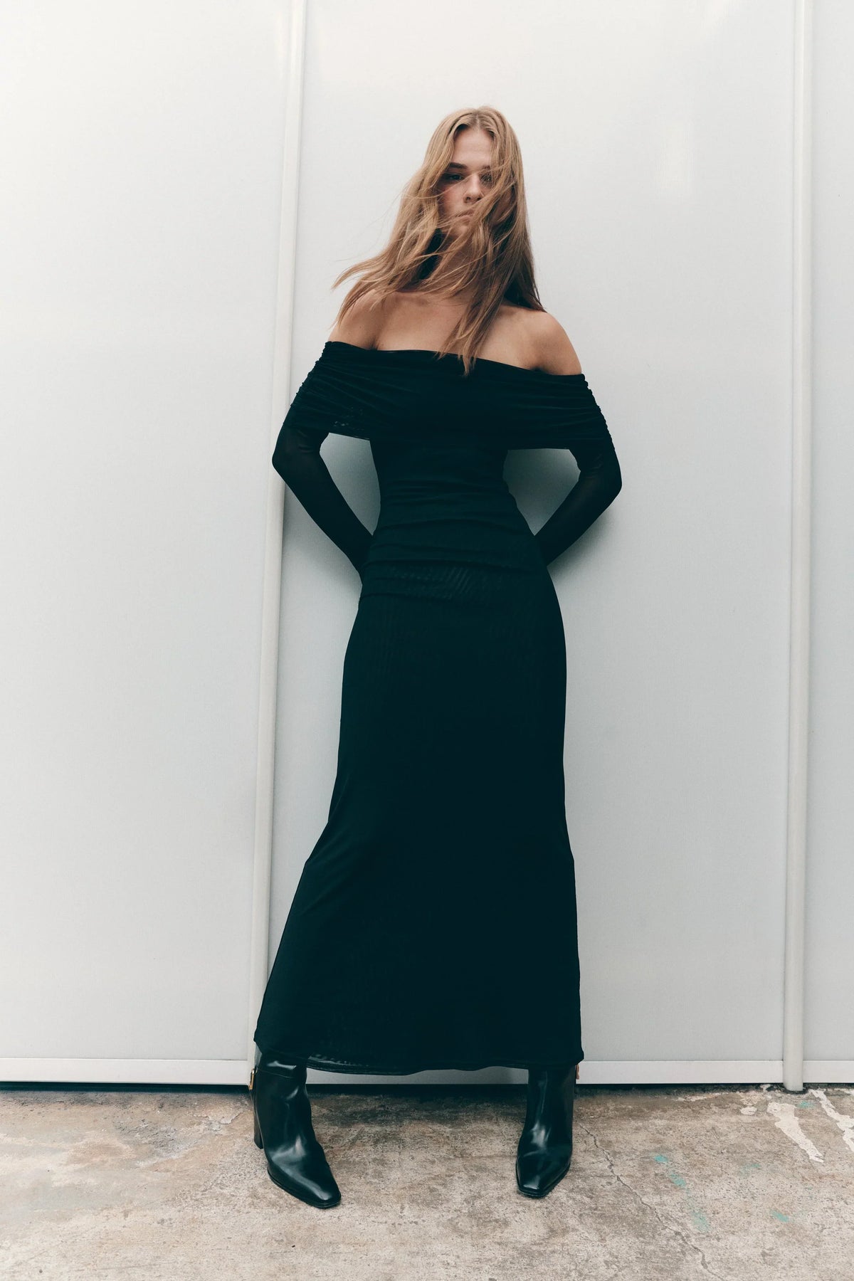 Josie Off Shoulder Mesh Maxi Dress
