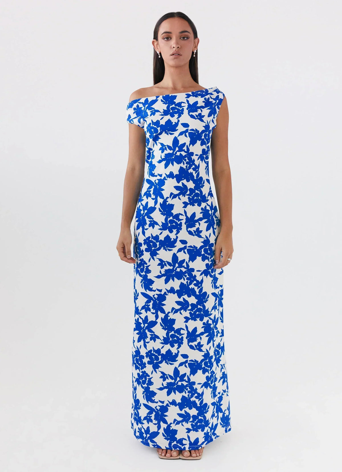 Pyper Off Shoulder Maxi Dress - Blue Floral