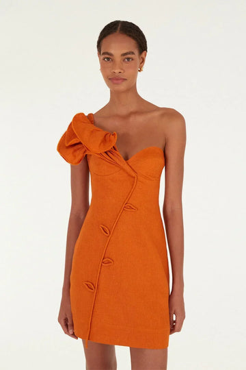 Orange Flower Mini Dress