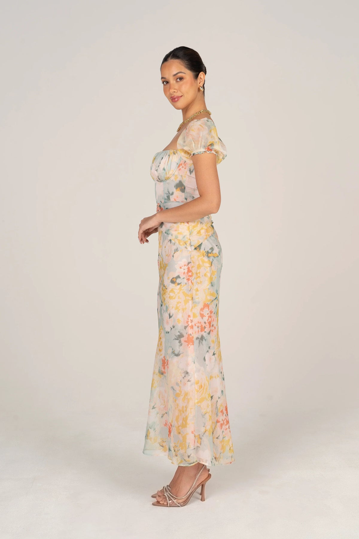 Simone Puff Sleeve Midi Dress