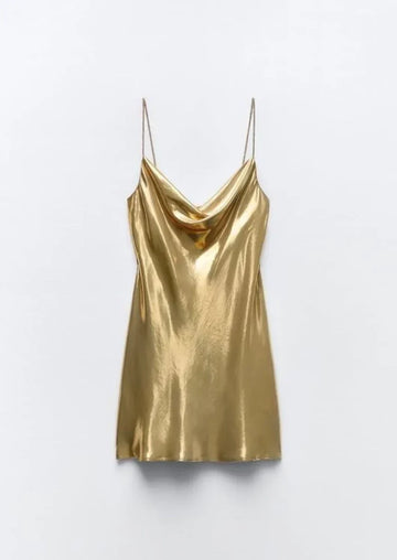 Gold Slip Mini Dress