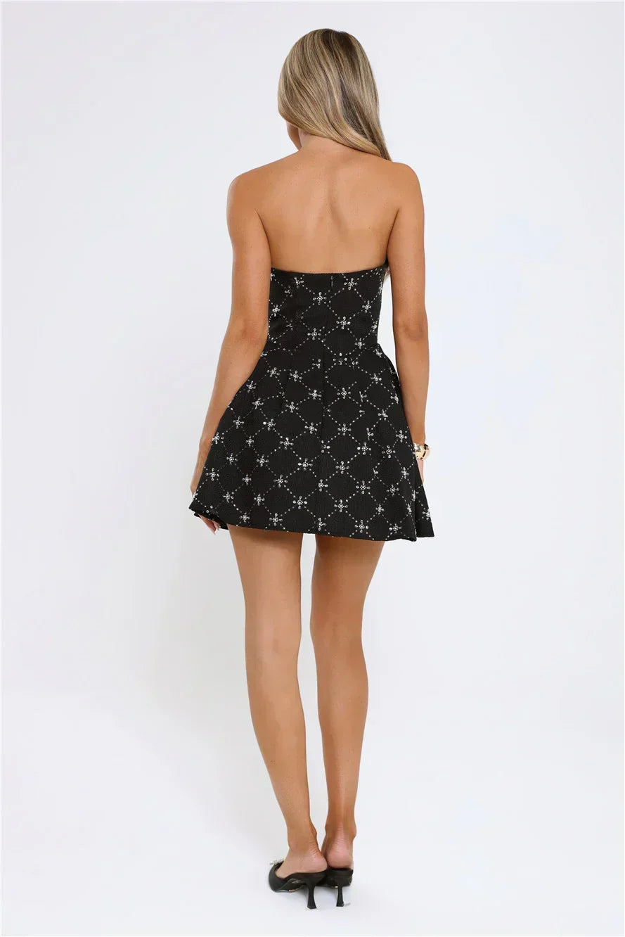 Private Jet Pending Strapless Mini Dress Black