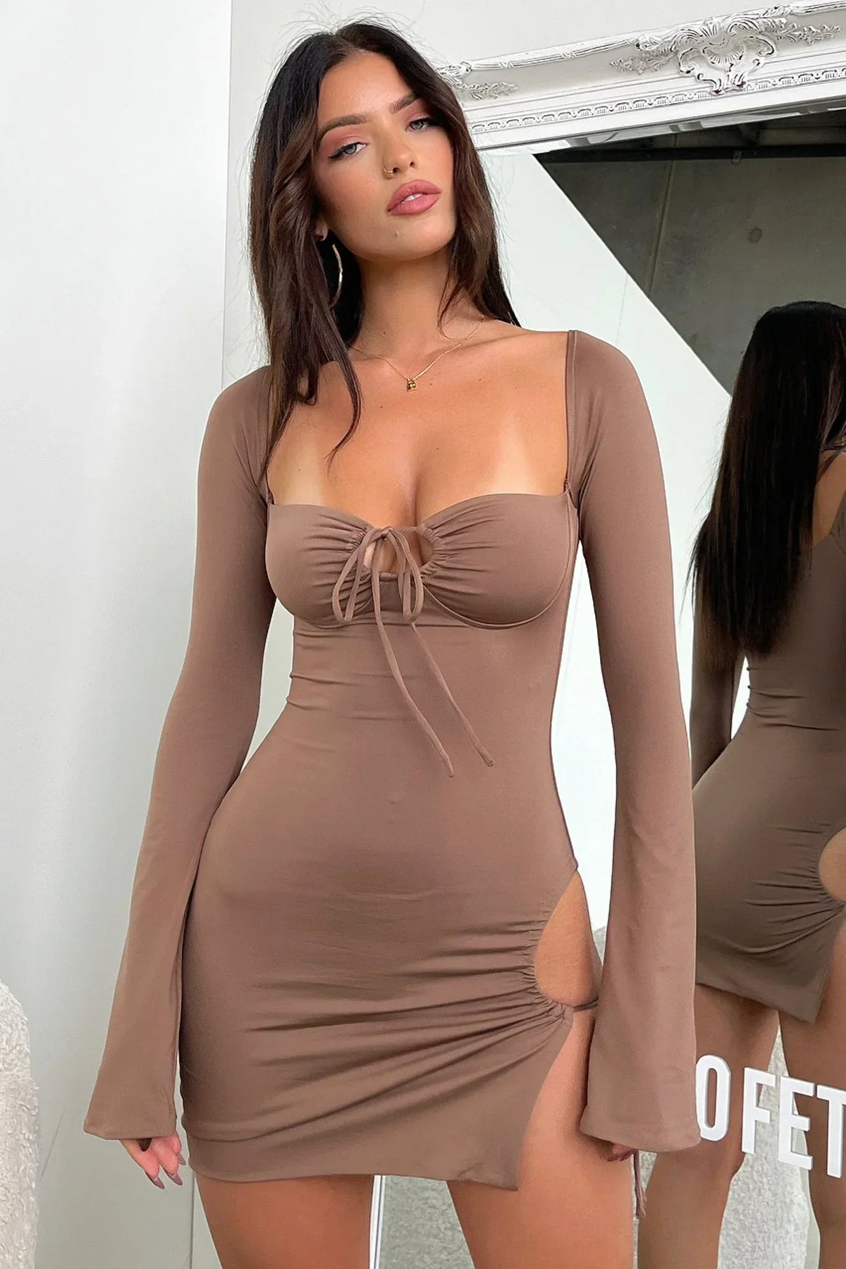 Noor Mini Dress - Brown