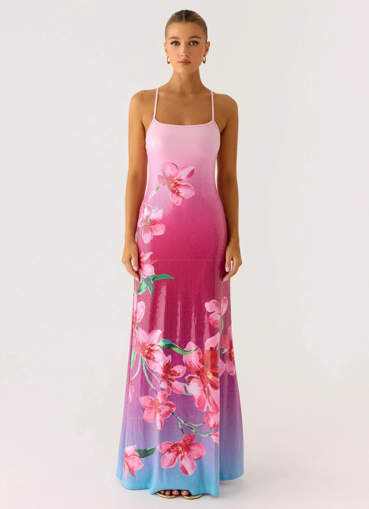 Ariaz Sequin Maxi Dress Pink