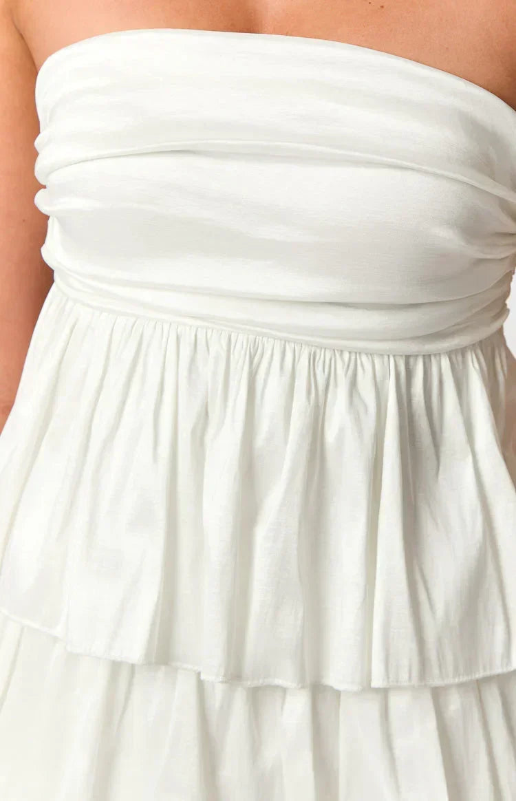 One Wish White Strapless Mini Dress
