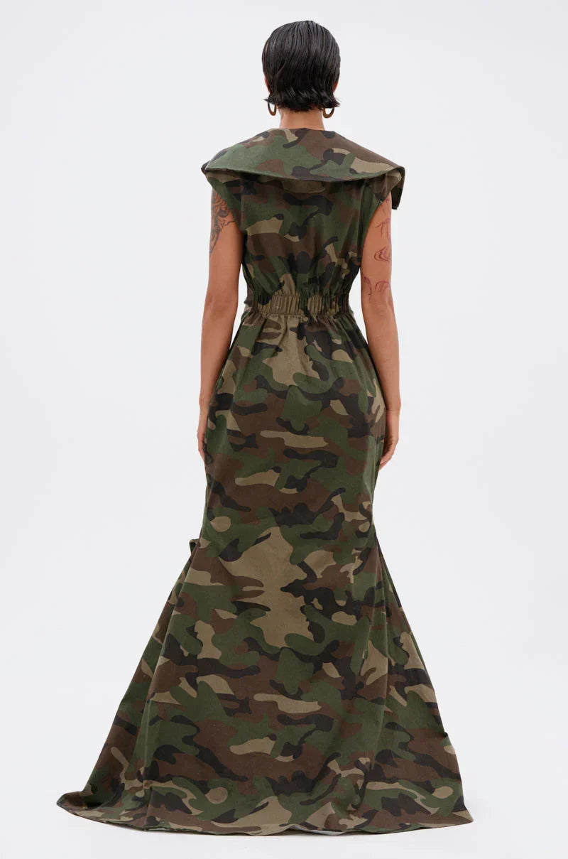Now You See Me Camo Print Maxi Dress