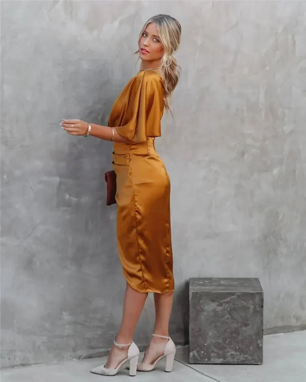 Elara Draped Midi Dress