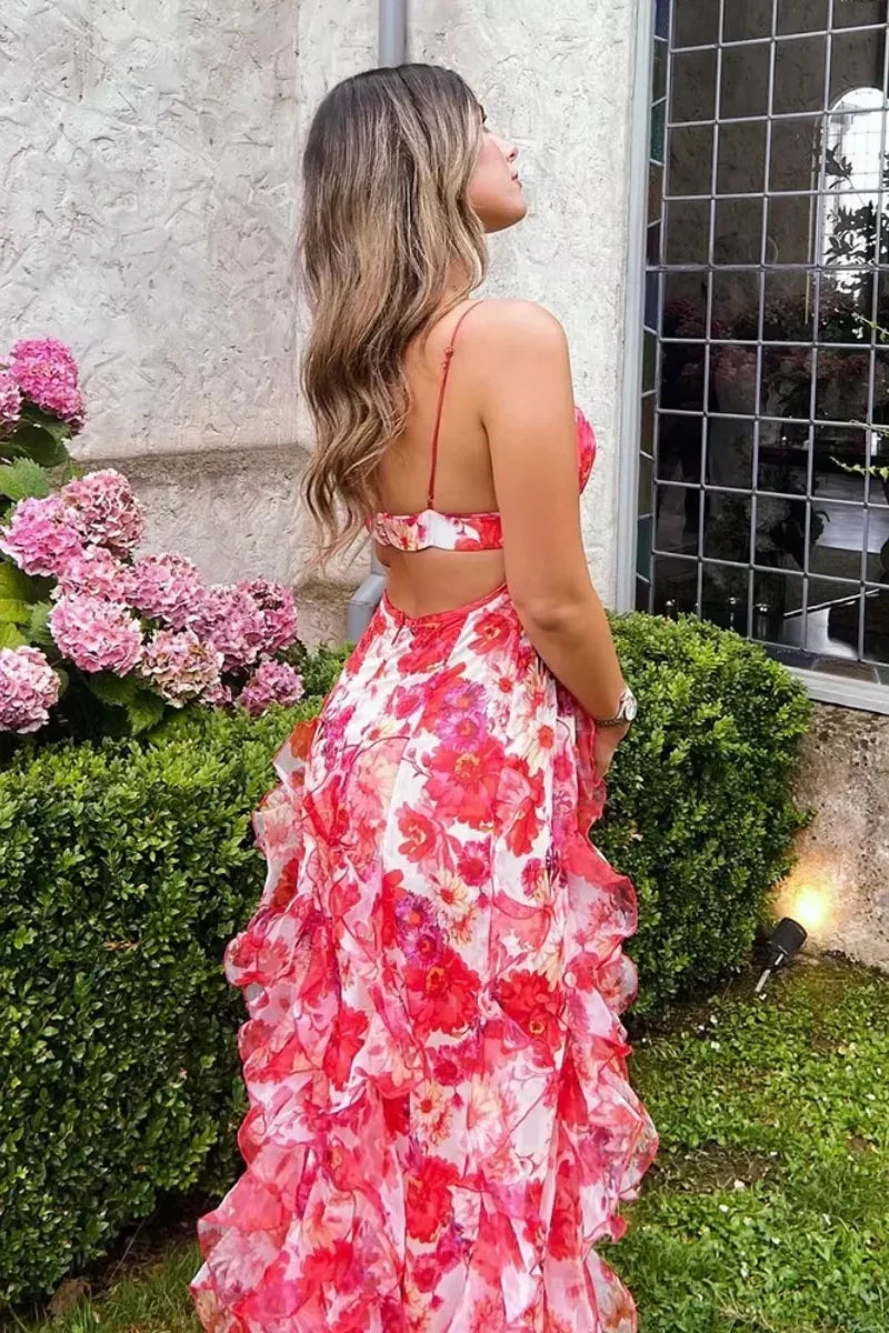Duttini | Floral Print Ruffled Maxi Dress