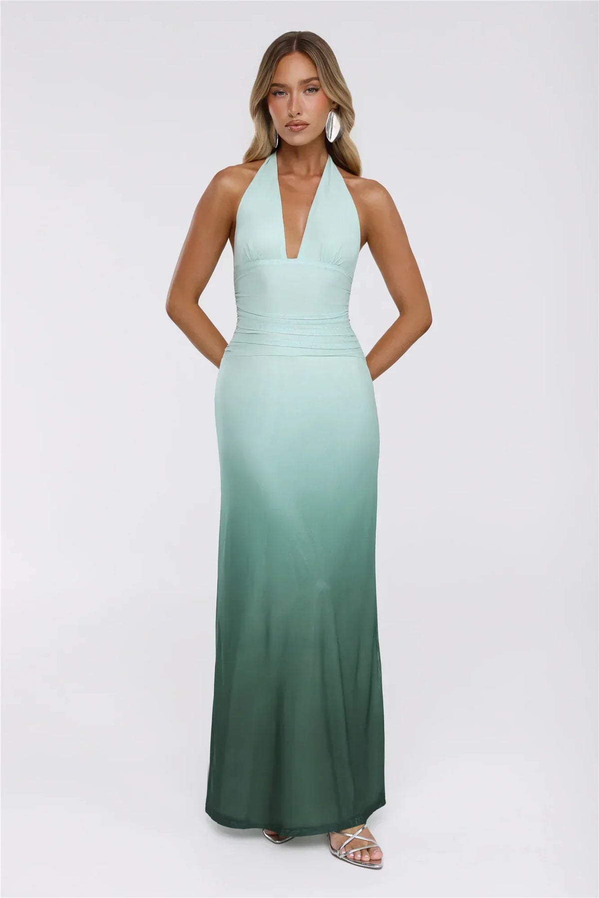 Pretty Feels Right Halter Mesh Maxi Dress Green