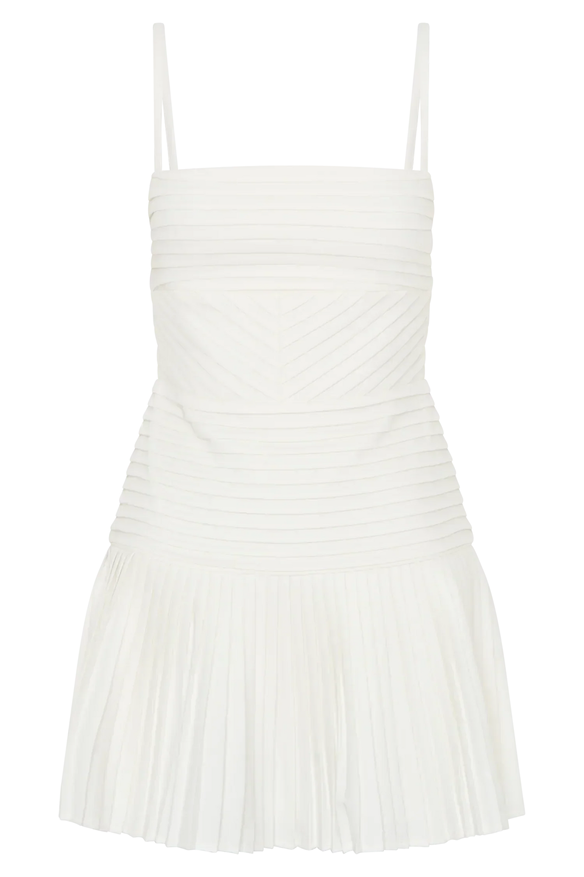 Rylee Multi Pleat Mini Dress - White