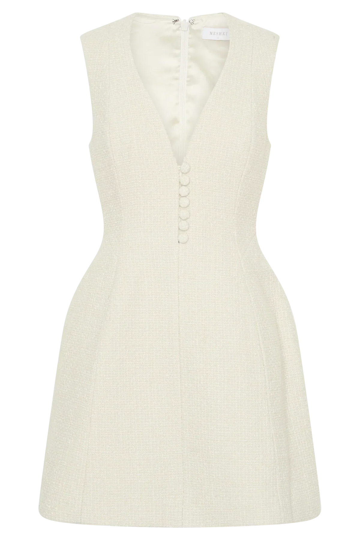 Danna Boucle Mini Dress With Pleats - White