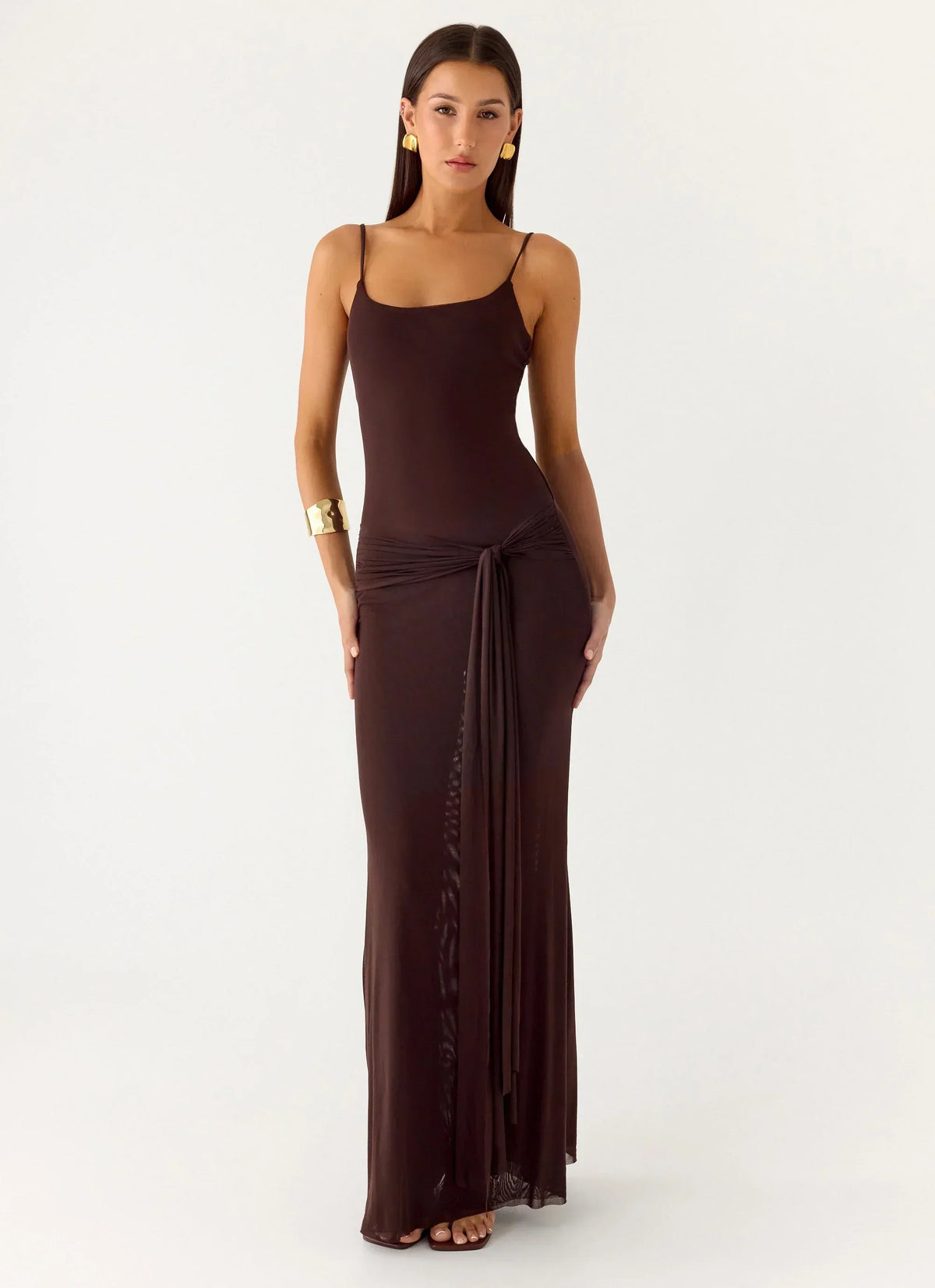 Matoma Bodysuit Maxi Dress - Cool Chocolate