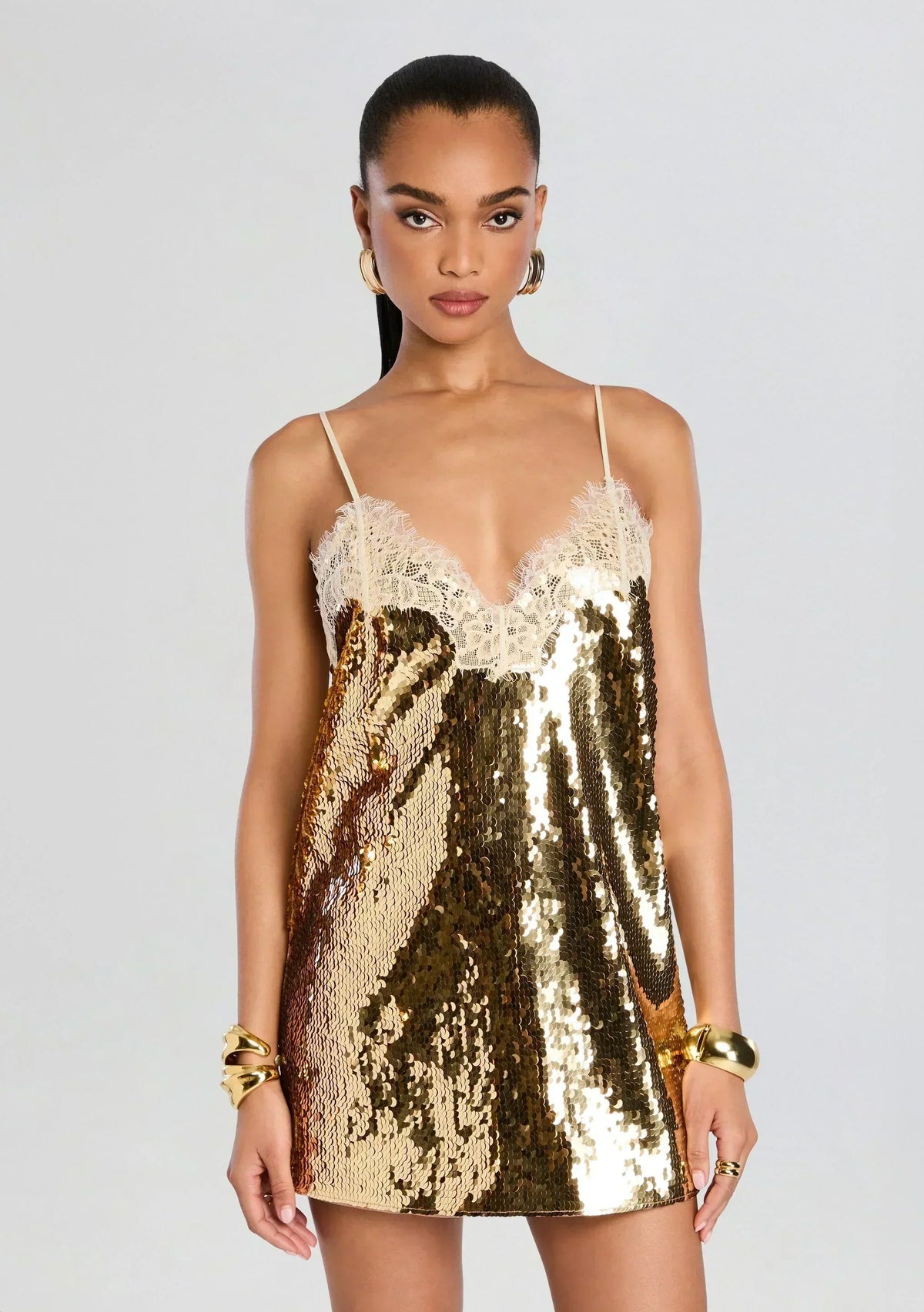 Olive Sequin Lace Dress