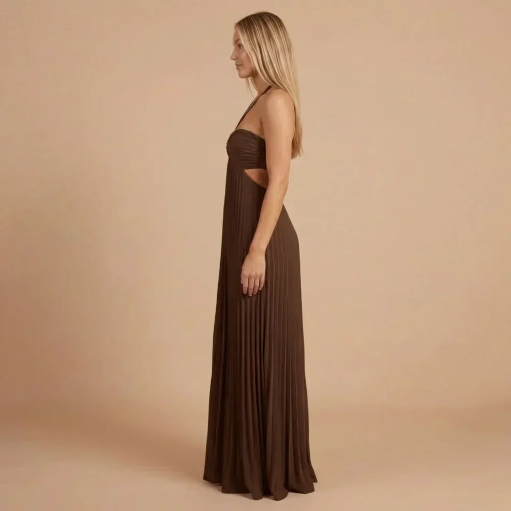 Riley Pleated Halter Maxi Dress