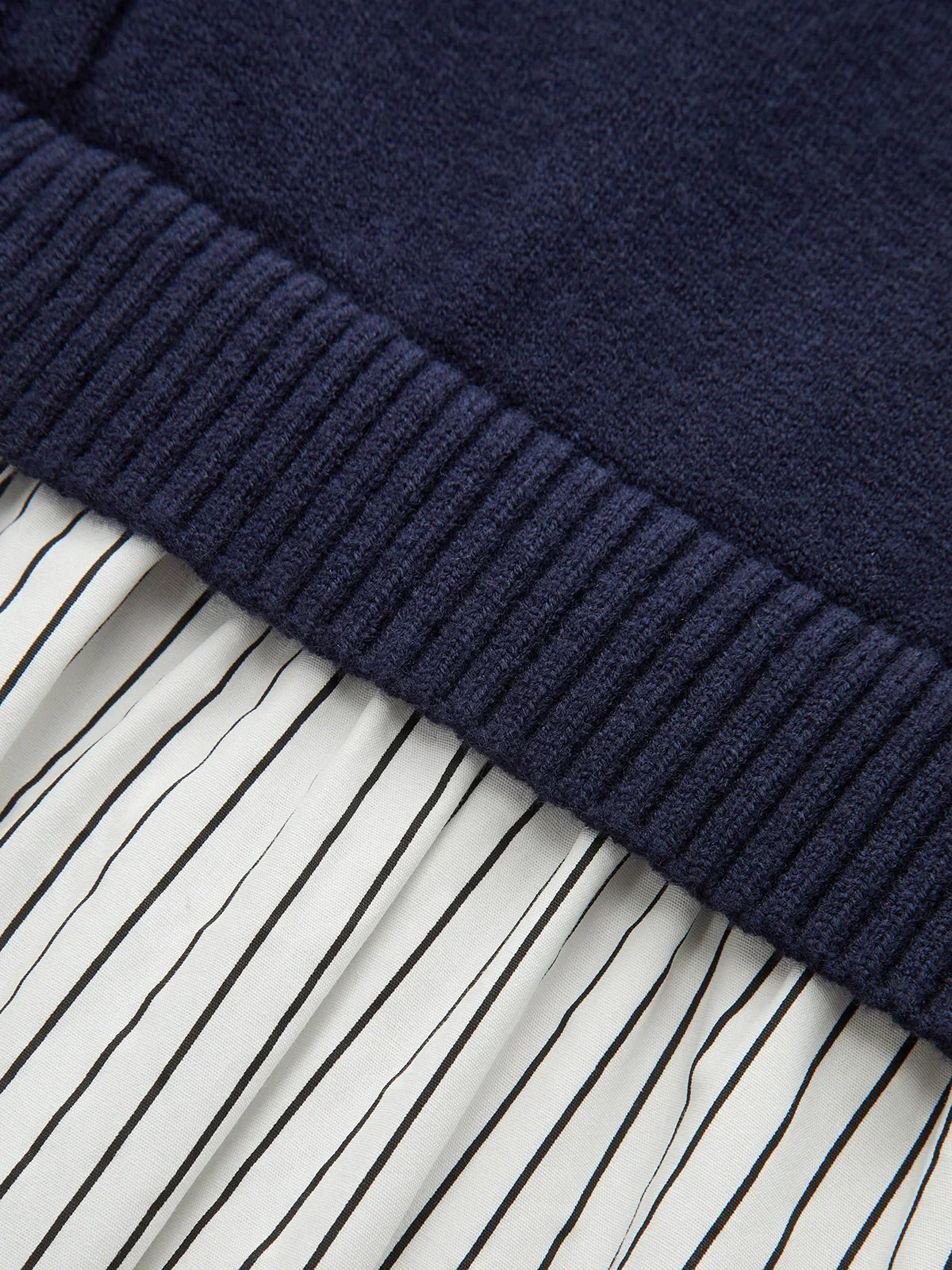 2 In 1 Cable-Knit Paneled Striped Midi Dress