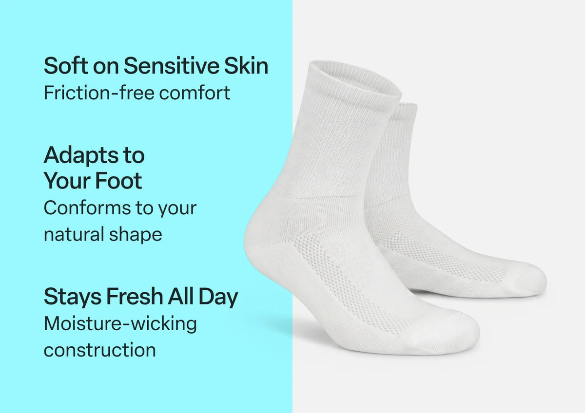 Padded Sole Diabetic Socks - White