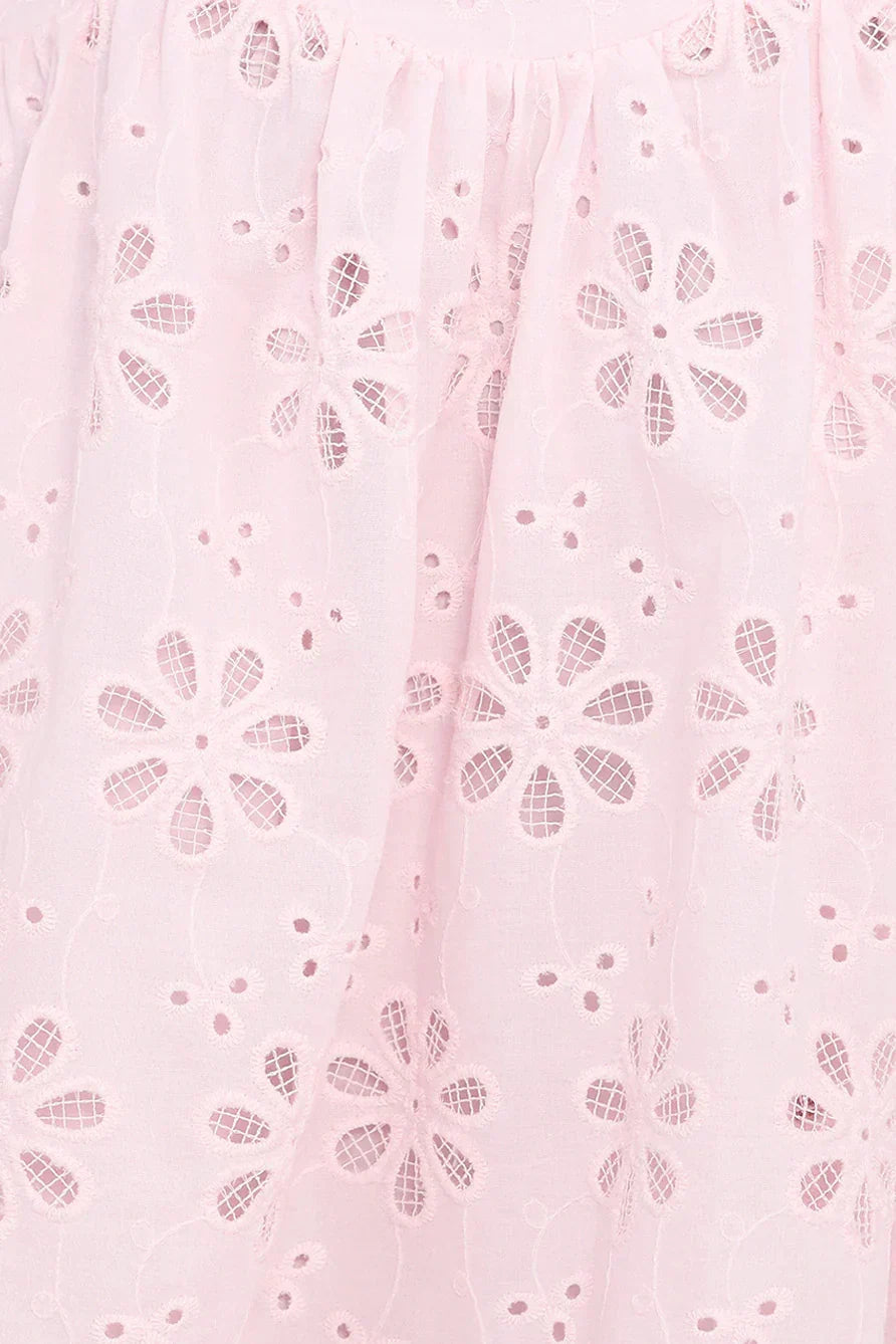 Lynne Mini Dress - Pink Broderie