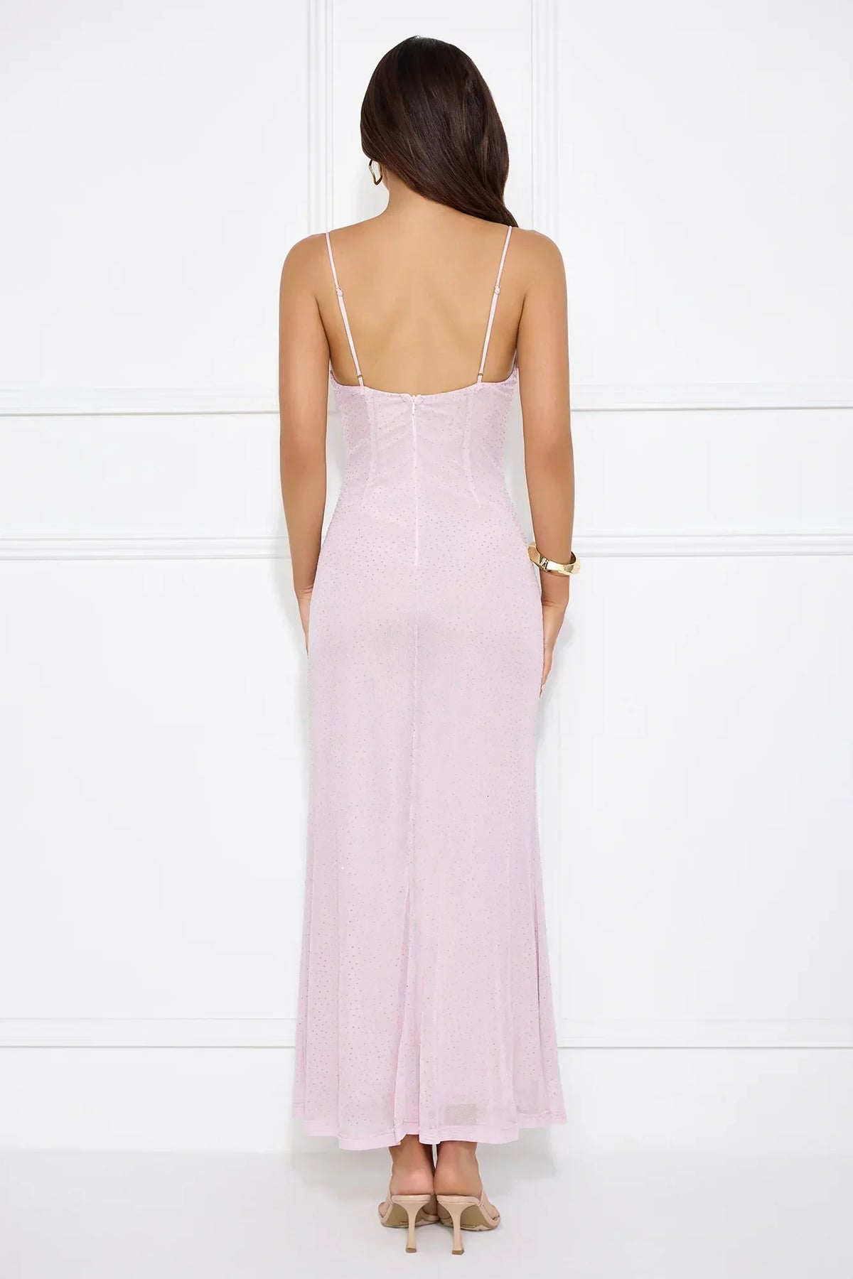 Elevated Status Embellished Mesh Maxi Dress Lilac