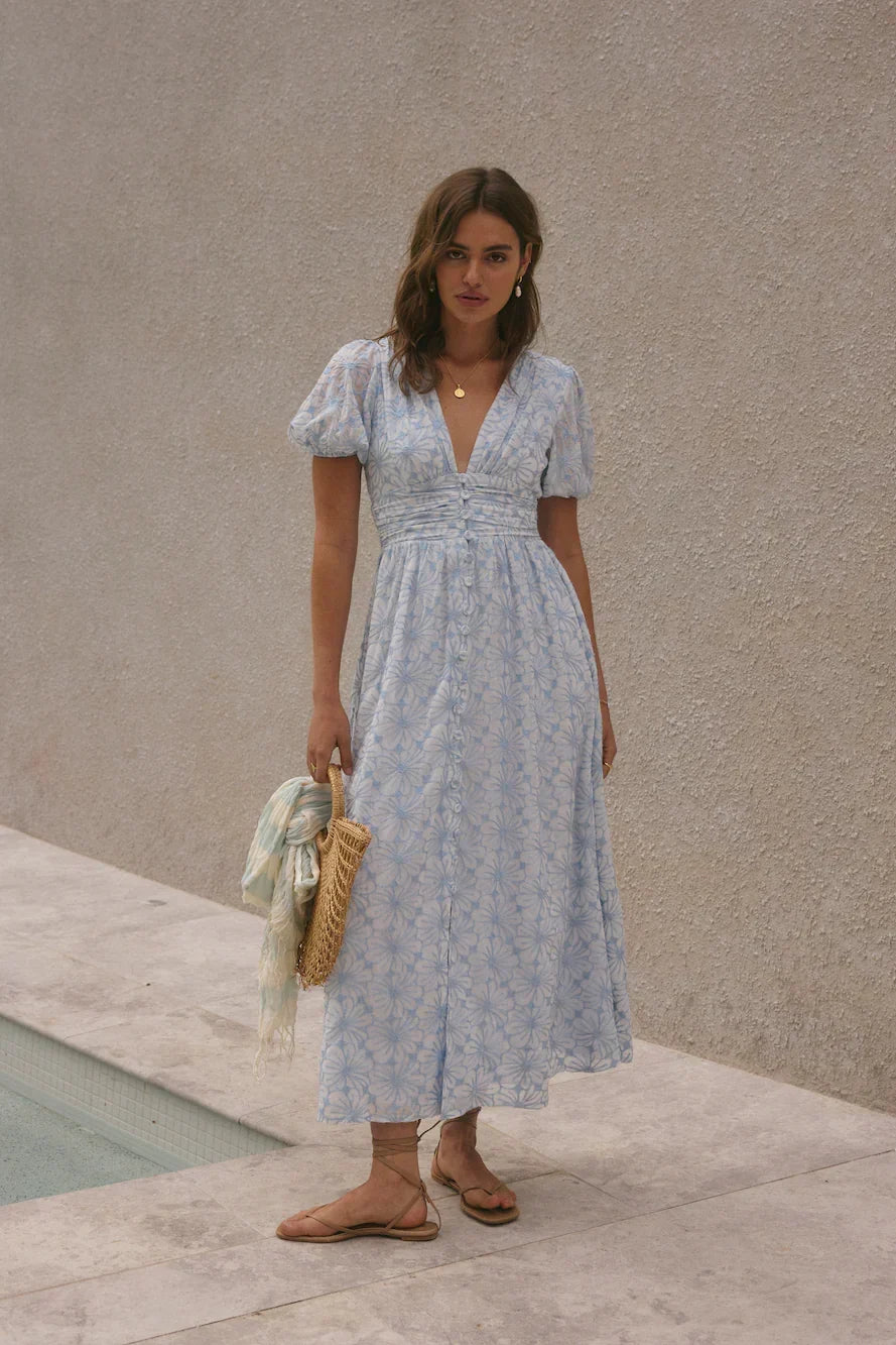 Floral Dreams Maxi Dress Blue