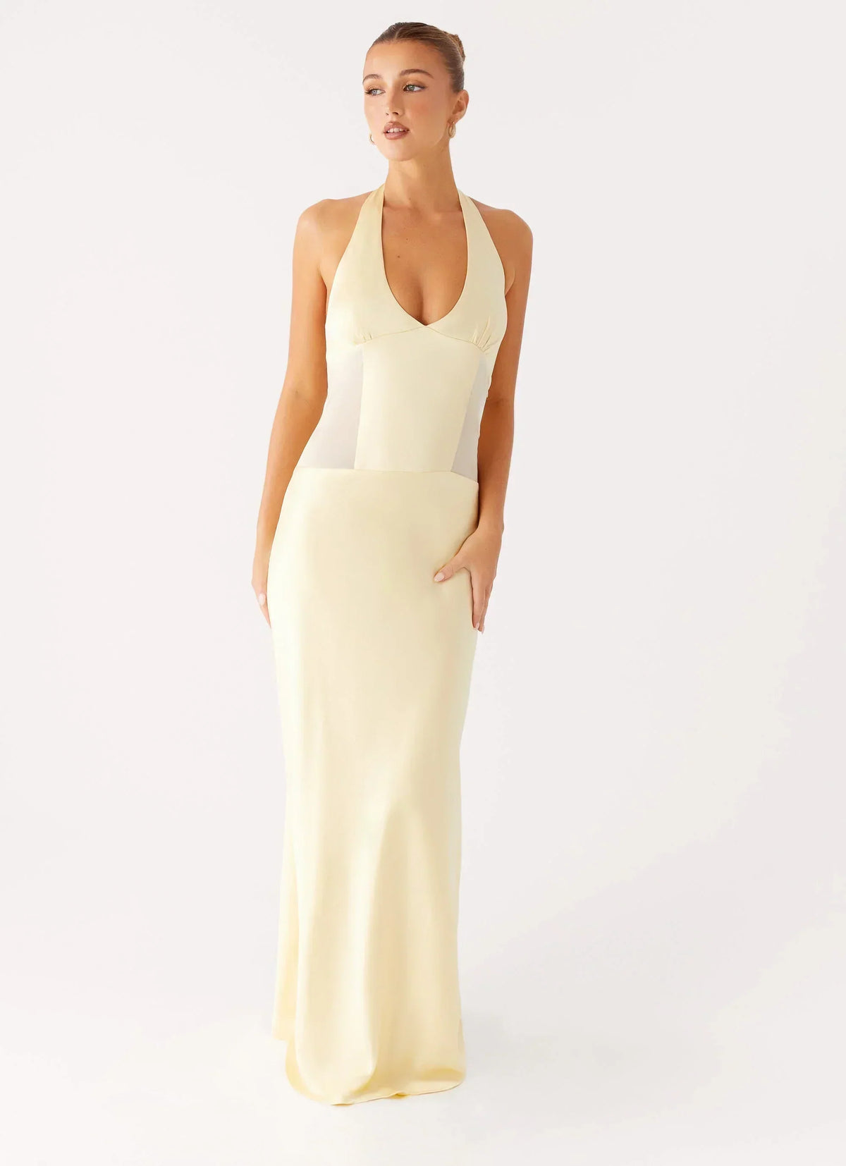 Ambre Mesh Panel Maxi Dress - Yellow