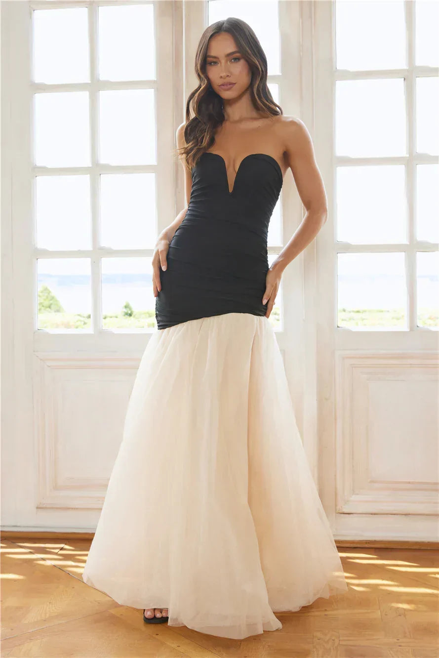 Fashionable Entrance Strapless Maxi Dress Black