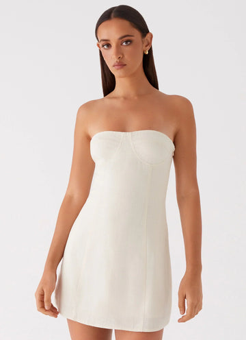 Do It That Way Linen Mini Dress - Ivory