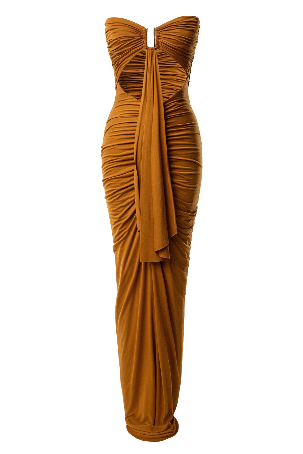 Brown Atlantis Drape Maxi Dress