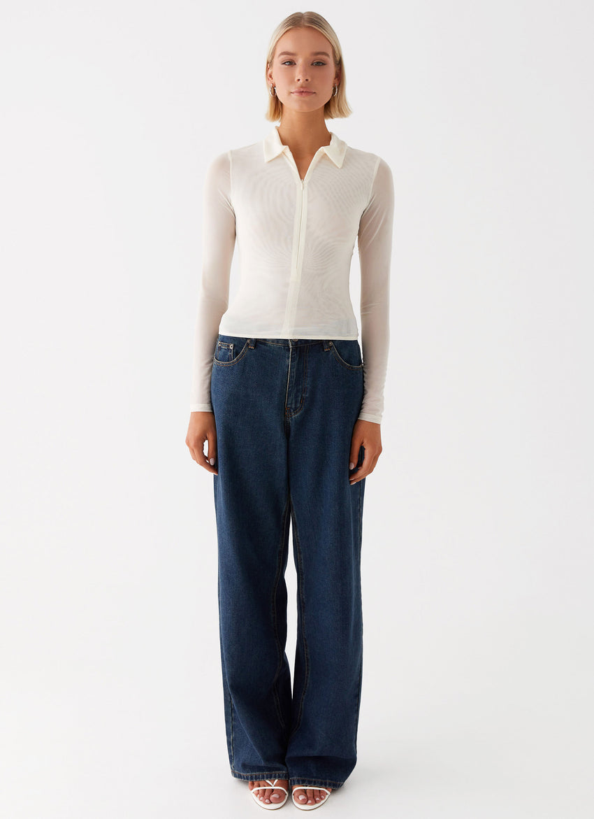 Lorna Zip Up Shirt - Ivory