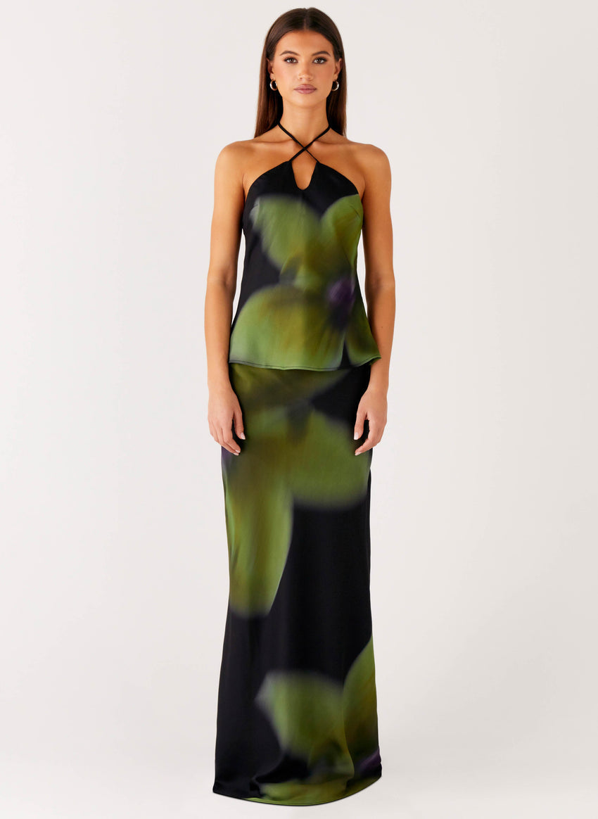 Rosetta Maxi Skirt - Lime Flower