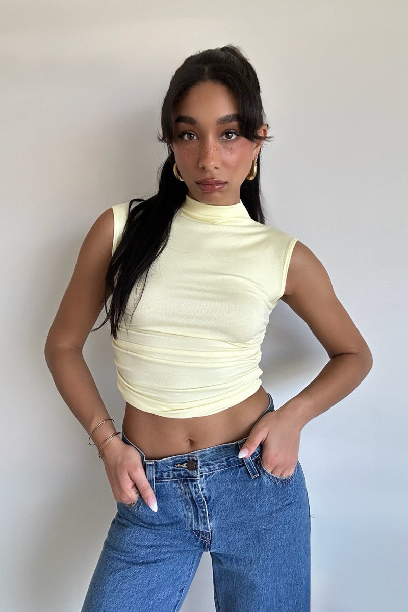 Taylor Ruched High Neck Tank Top