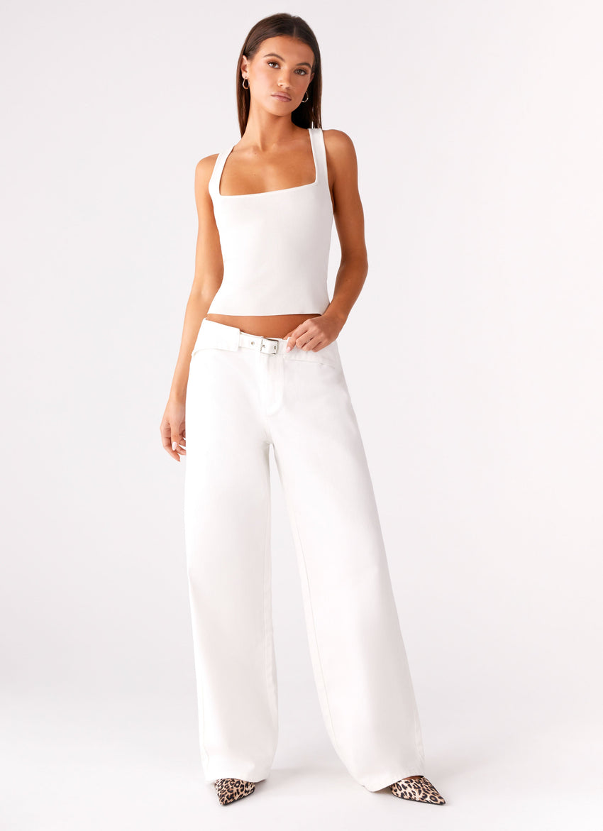 Texas Low Rise Denim Jeans - White