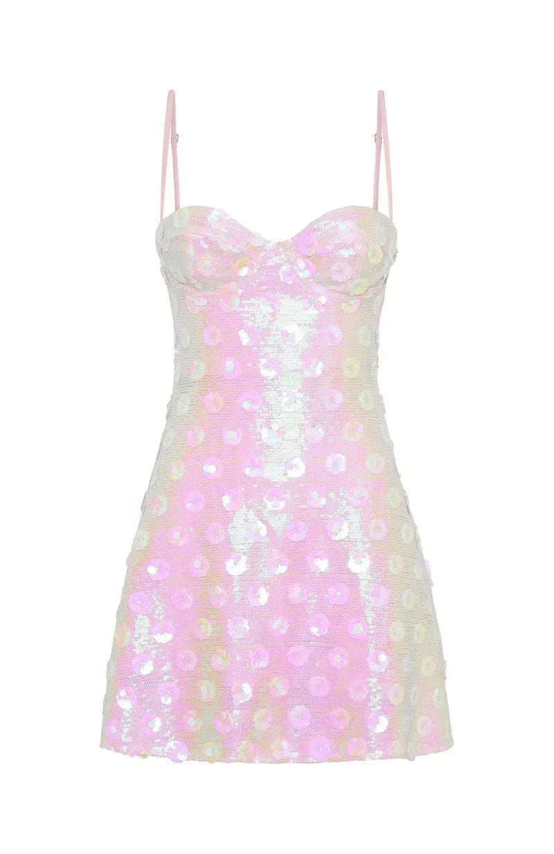 Radiant Soul Sequin Mini Dress Baby Pink