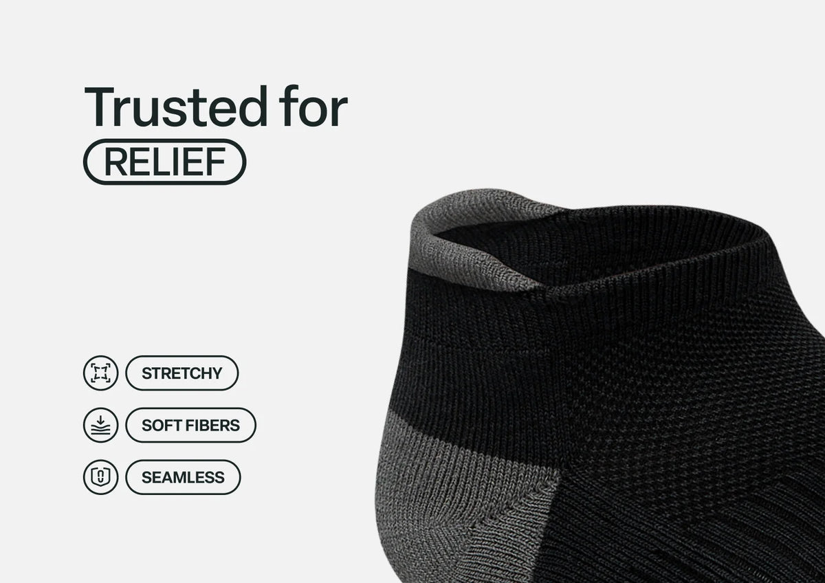 Bunion Relief, Padded Low Cut Socks - Black