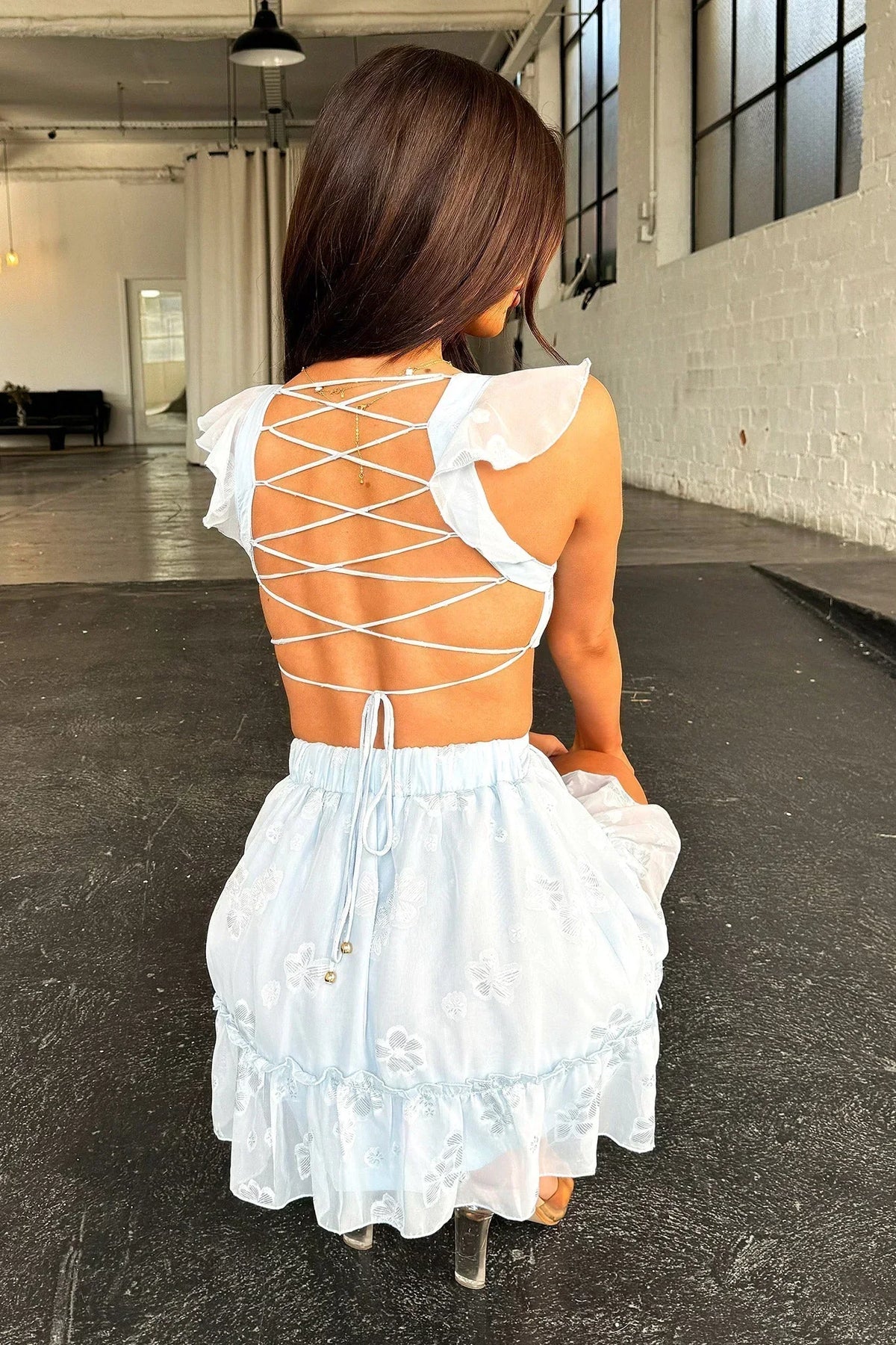 Deborah Cut Out Mini Dress - Baby Blue