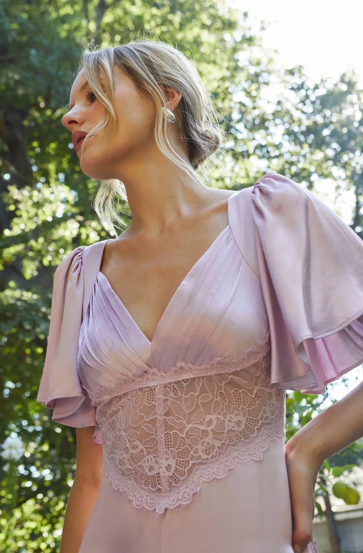 Aurelia Satin V-Neck Midi Dress