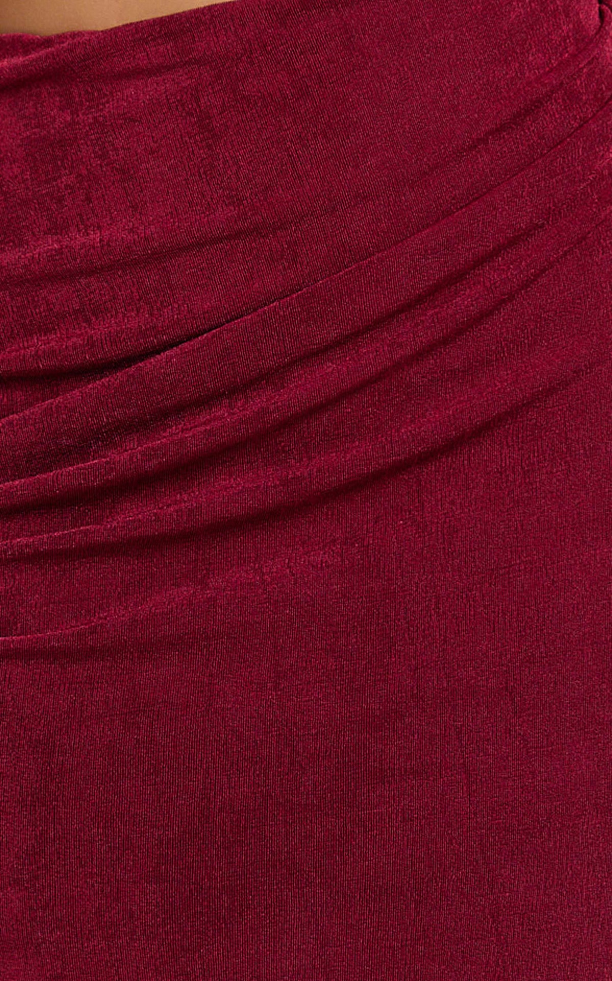 Kala Midi Dress - One Shoulder Cut Out Side Split Dress in Wine