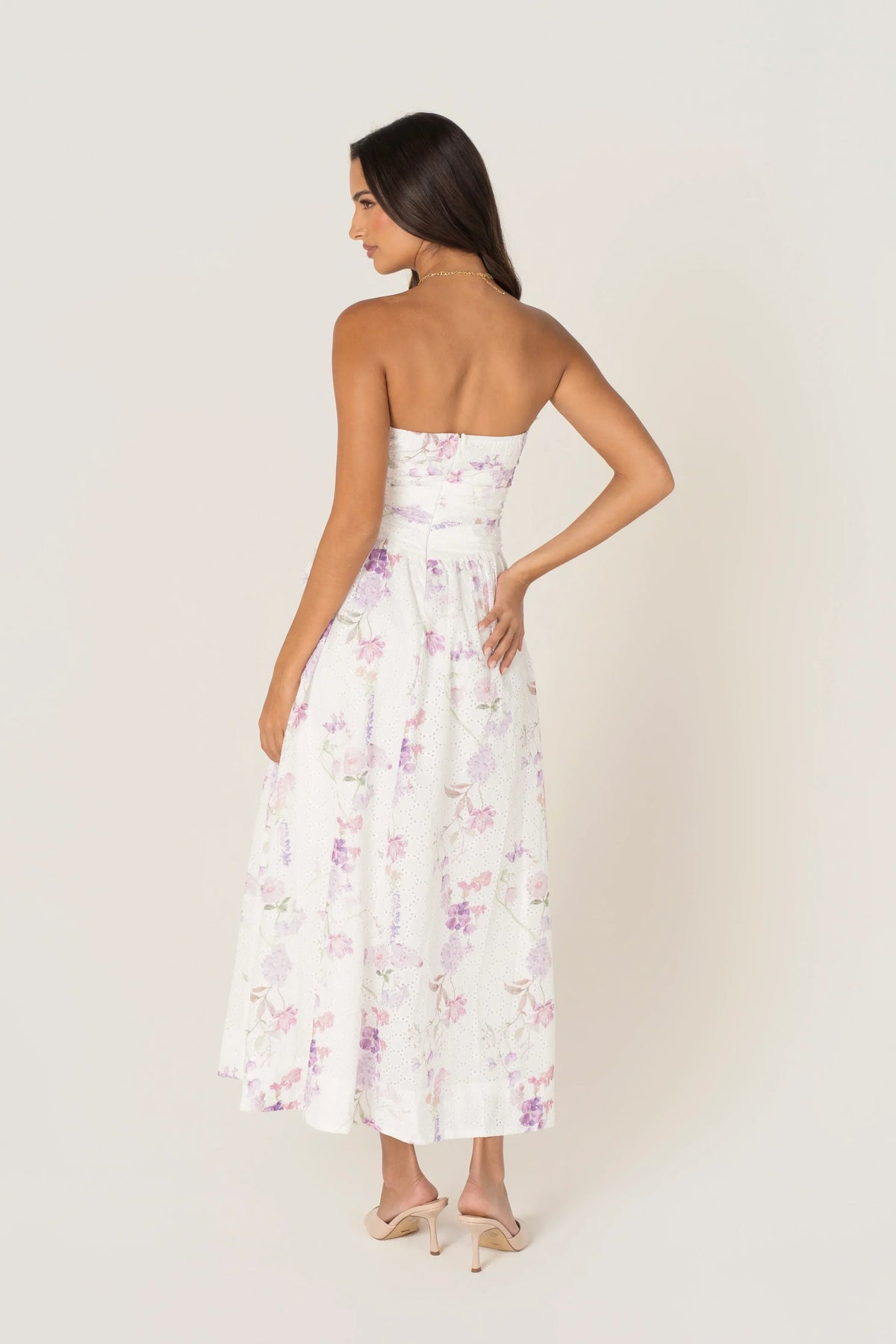 Freda White Floral Strapless Maxi Dress