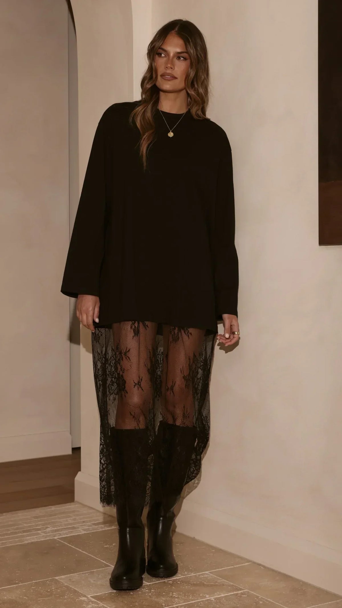Kailey Lace Maxi Dress - Black