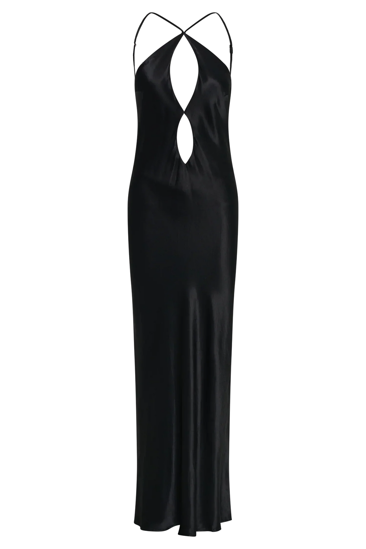 Lucia Satin Cut Out Maxi Dress - Black