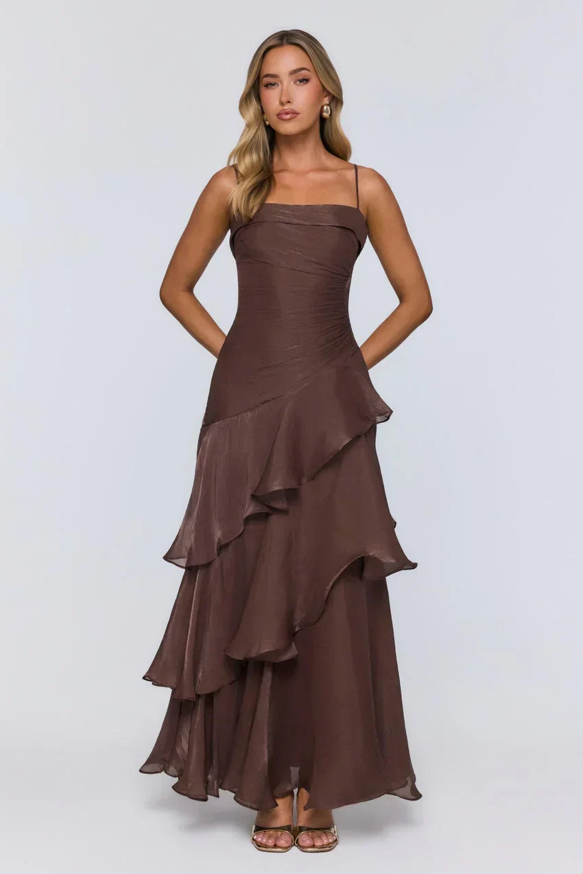 Peachy Glow Maxi Dress Brown