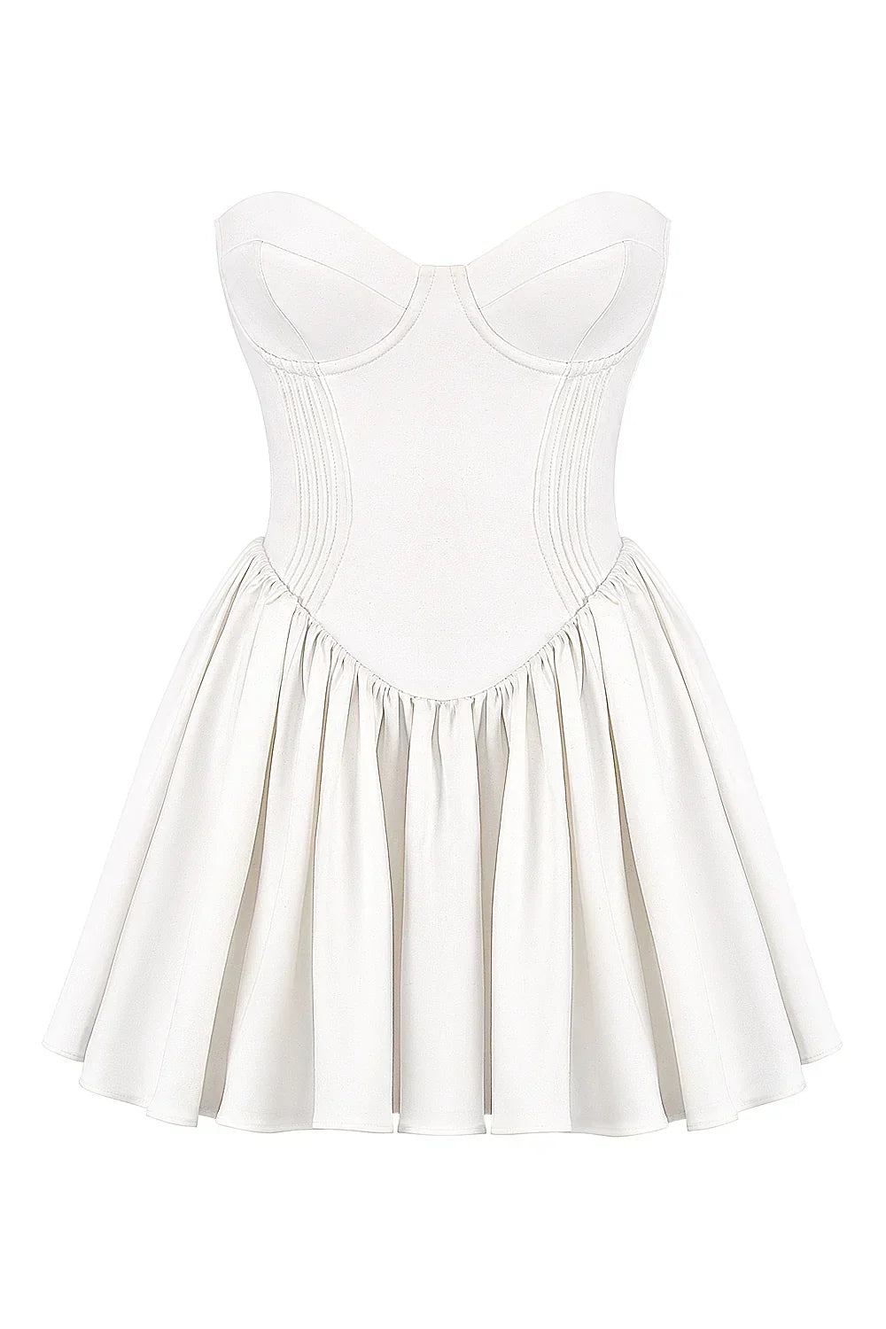 Katherine-White Strapless Corset Mini Dress